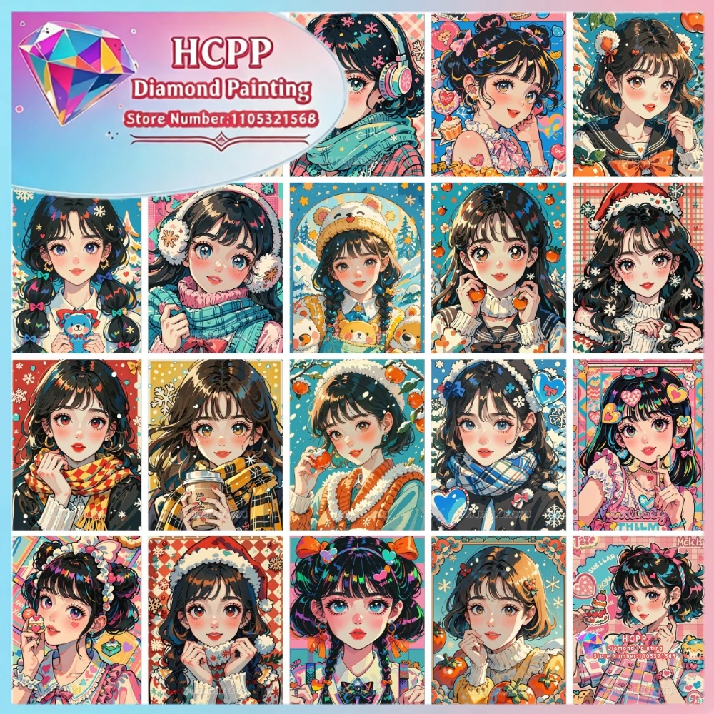 Cartoon-Mädchen Diamant-Malerei-Set Quadratische Runde Diamanten 5D DIY Mosaik Kreuzstich Handgemachte Kunst Einzigartiges Geschenk Handwerk Heimdekoration
