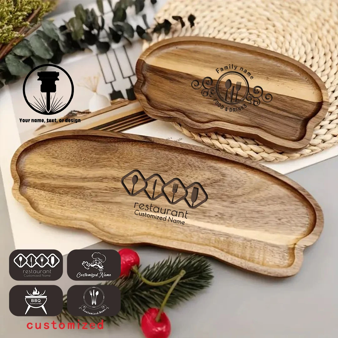 

Customize Solid Wood Round Dessert Plate Japanese style Coffee Tray Snack Dried Fruit Plate Oval Tea Tray Kitchen Supplies