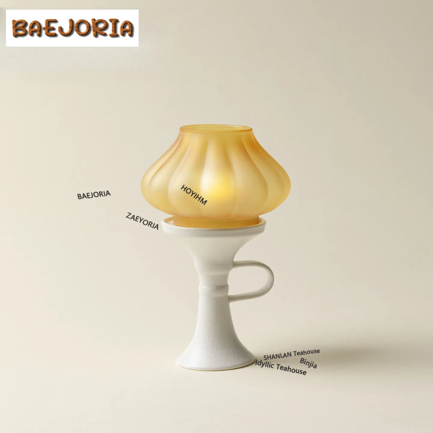 BAEJORIA Yellow Amber Candle Holder Creative Scented Aromatic Candles Candle Lights Tea Ceremony Home Decorations Collection