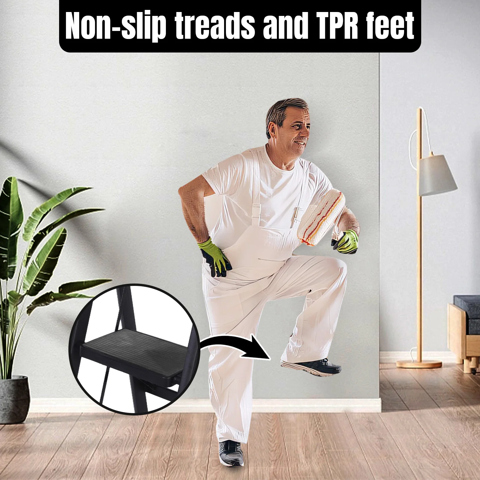 3 Step Folding Ladder Sturdy& Portable Stepping Stools Max Load Capacity 330lbs Wide Platform Steps for Home RV Outdoor