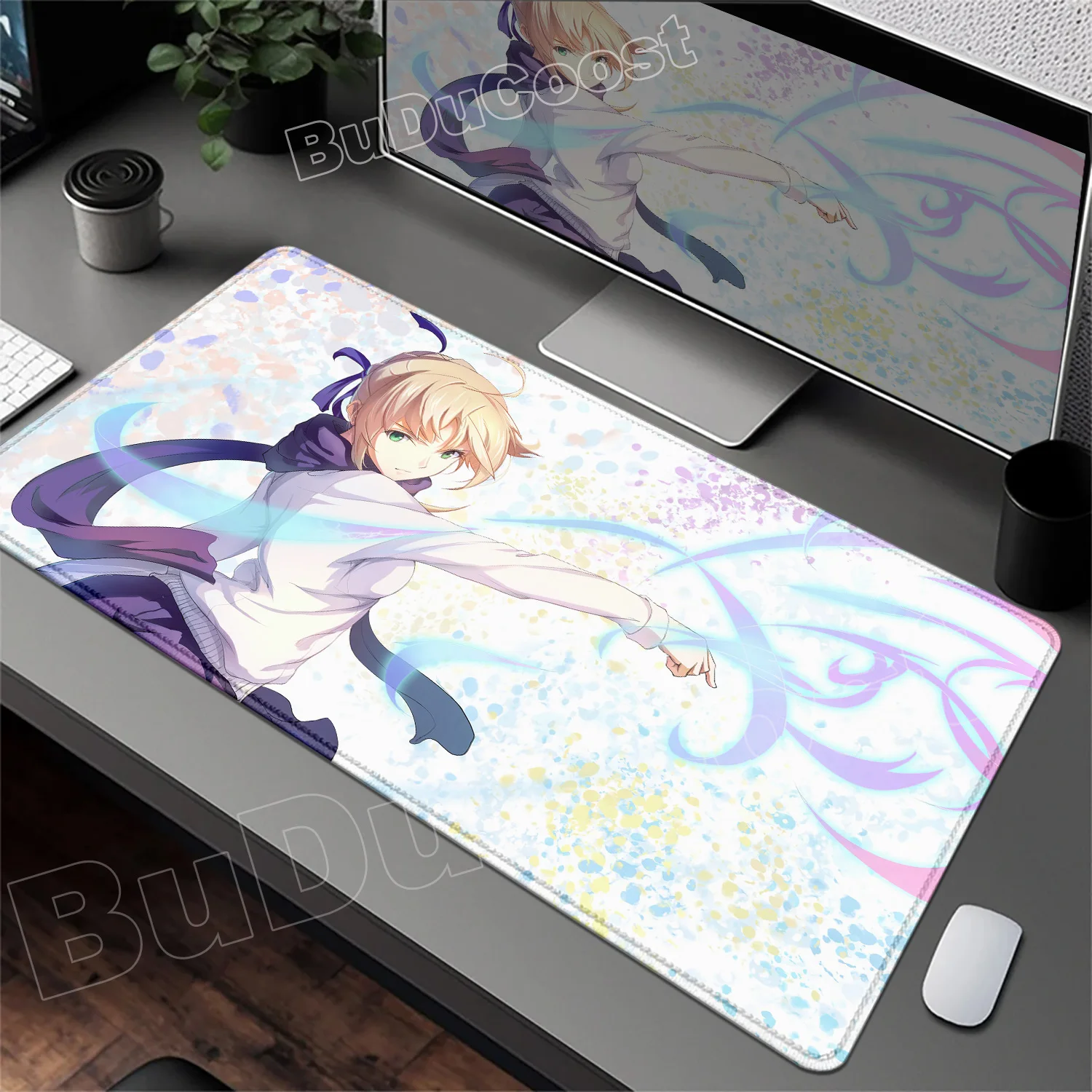 Alfombrilla de ratón de Anime Many Pretty Fate Saber, alfombrilla de escritorio de goma antideslizante de 700 × 400mm, alfombrilla de ratón Kawaii para chica, alfombrilla para teclado para juegos, alfombrilla para ratón XXL