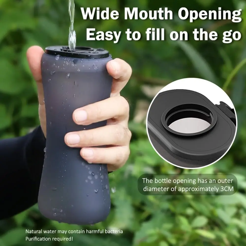 Handheld Collapsible Cycling Bottle Silicone Wide Mouth Water Bottle 350ml Capacity Hydration Bottle Gym Water Bottle