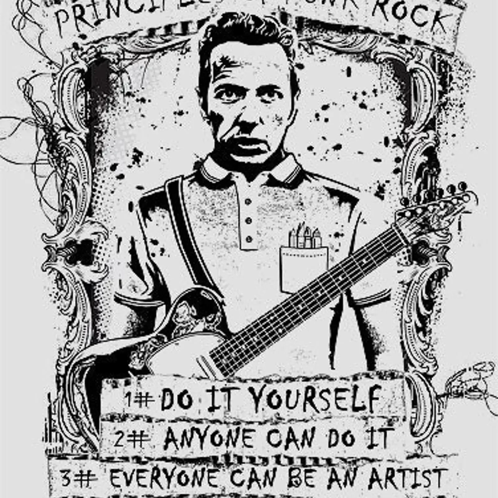 Joe Strummer t shirt Principles of Punk Rock The Clash all sizes vintage Washed streetwear Unisex Soft Stylish Stretched