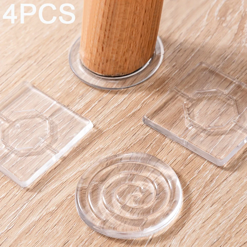 4pcs Silicone Non-Slip Pad Anti-moving Table Foot Mat Bed Foot Antislip Fixator Transparent Anti Vibration Pads Furniture Gasket
