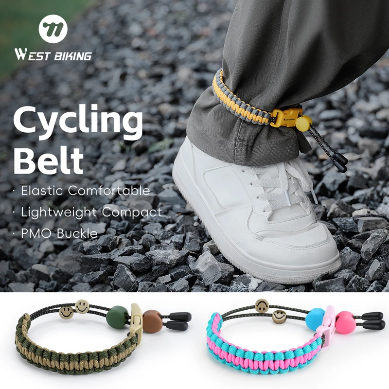 

WEST BIKING Cycling Pants Strap Adjustable Reflective Trouser Leg Belt Weave Rope Multi-Color Leg Strap For Bicycle Motorcycle