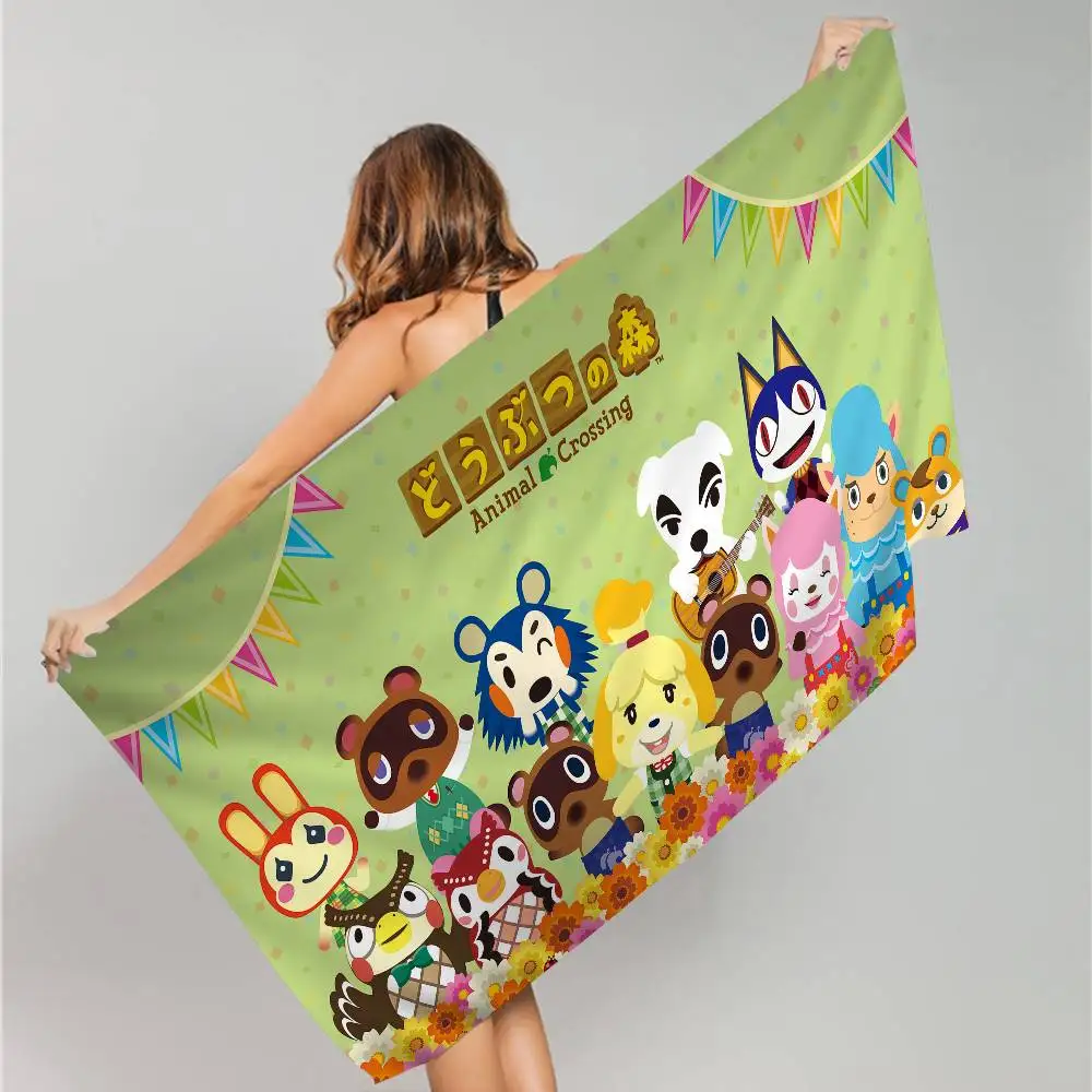 Cartoon Animal C-Crossing Anime Beach Swimming Towel Soft Absorbent Washcloth Children's Gifts for Kids Travel Camping Gym