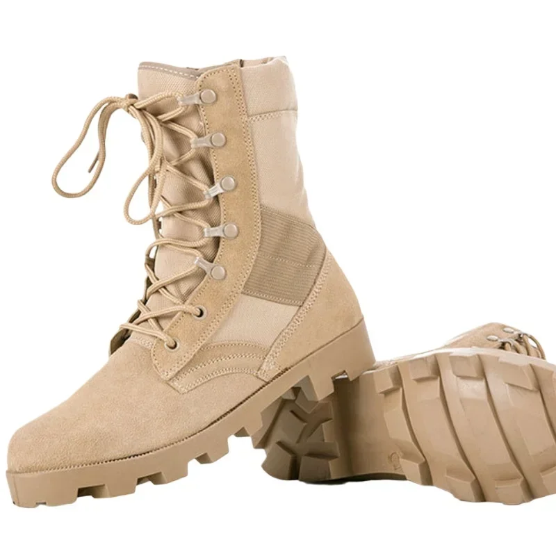 Men Military Tactical Desert Boots Breathable Outdoor Hiking Boots Desert Combat High-top Winter Lace Up Trekking Boots