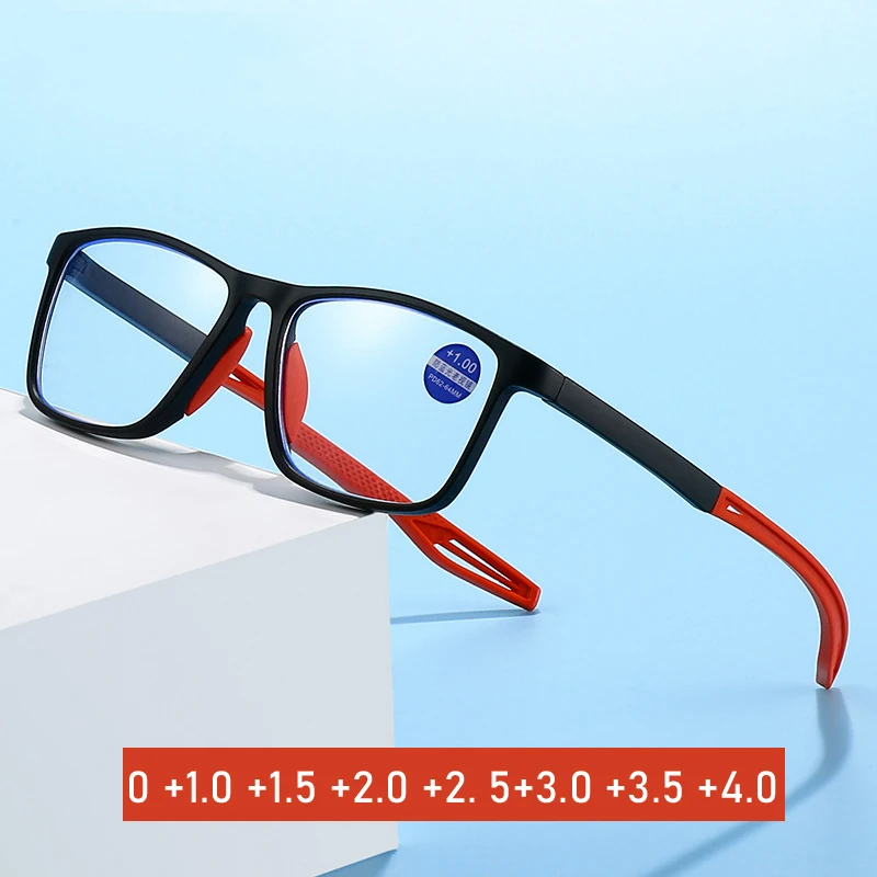 Sports TR90 Presbyopia Glasses for Women Men Fashion Trend Anti Blue Light Reading Eyeglasses Prescription Hyperopia Eyewear