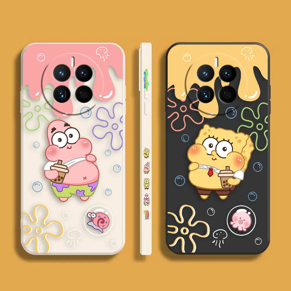 

Cartoon Funny S-Spongebob Phone Case For Huawei MATE 10 20 20X 30 40 P20 P30 P40 P50 LITE PRO PLUS Silicone Case Funda Shell