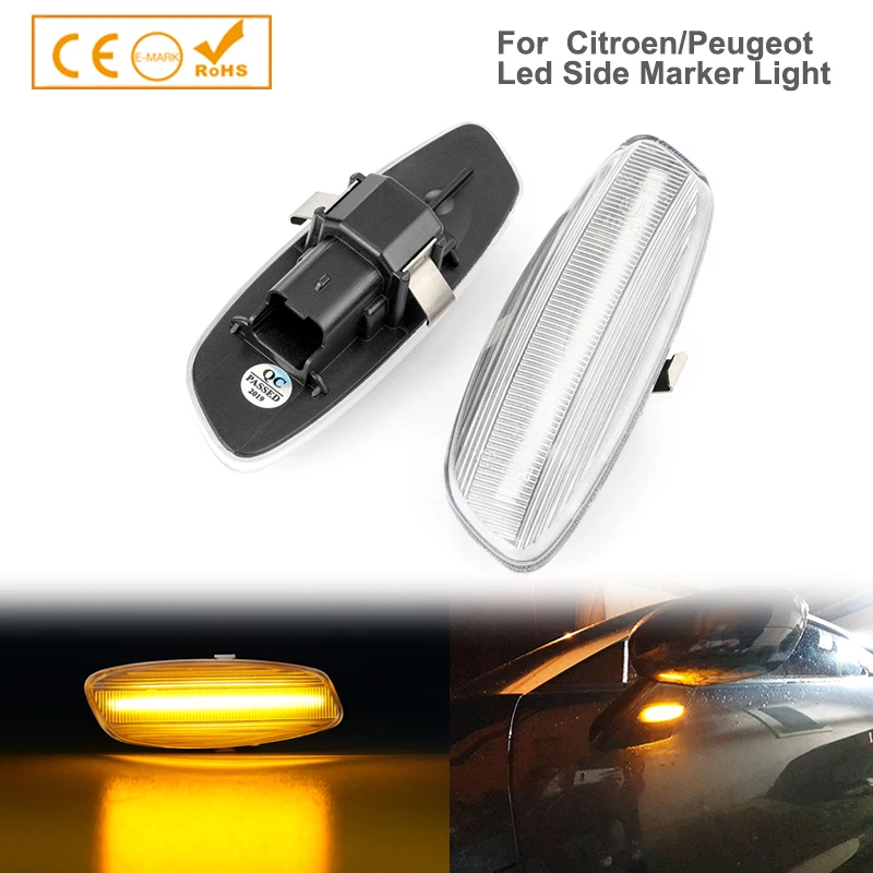 

2x For Citroen C4 C3 C5 DS3 DS4 Silver & Smoked Dynamic LED Turn Signal Indicator Sequential Blinker Light