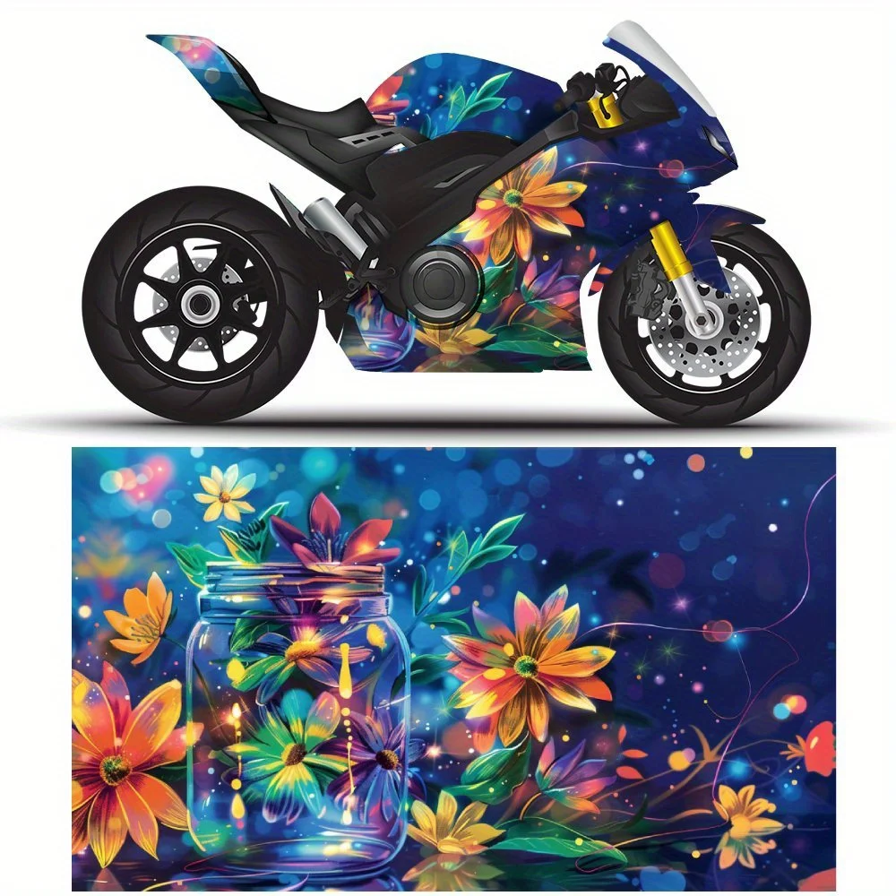 

Красочный цветочный узор Мотоциклетная наклейка из ПВХ, пленка для кузова мотоцикла, подходит для большинства мотоциклов, виниловая накладка, красивый вид