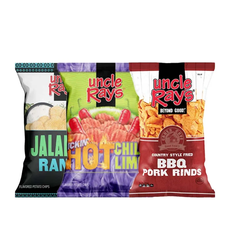 Uncle Ray's Jalapeno Ranch Chips/ Kickin' Hot Chile Lime Chips/บาร์บีคิวหมูล้าง 2.29 ออนซ์(65g)*4 แพ็ค