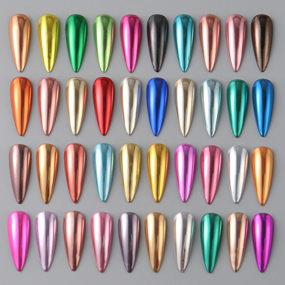 40 個メタリッククロームネイルパウダーマジックミラー効果グリッターダストカラフルな摩擦顔料フレーク Y2K マニキュア装飾セット