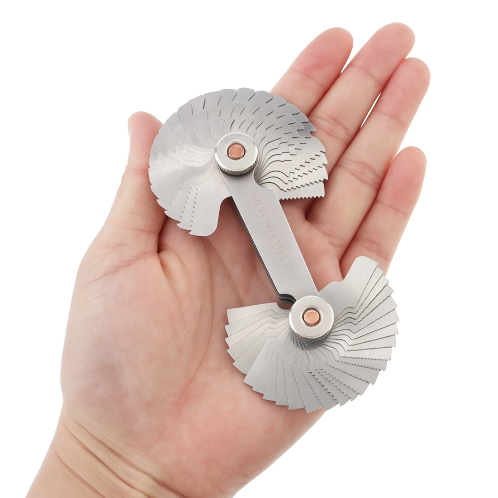 52 pcs Stainless Steel Metric 60 Degree & Whitworth 55 Degree Metal Nut Thread Pitch Gauges Screw Thread Pitch Tool
