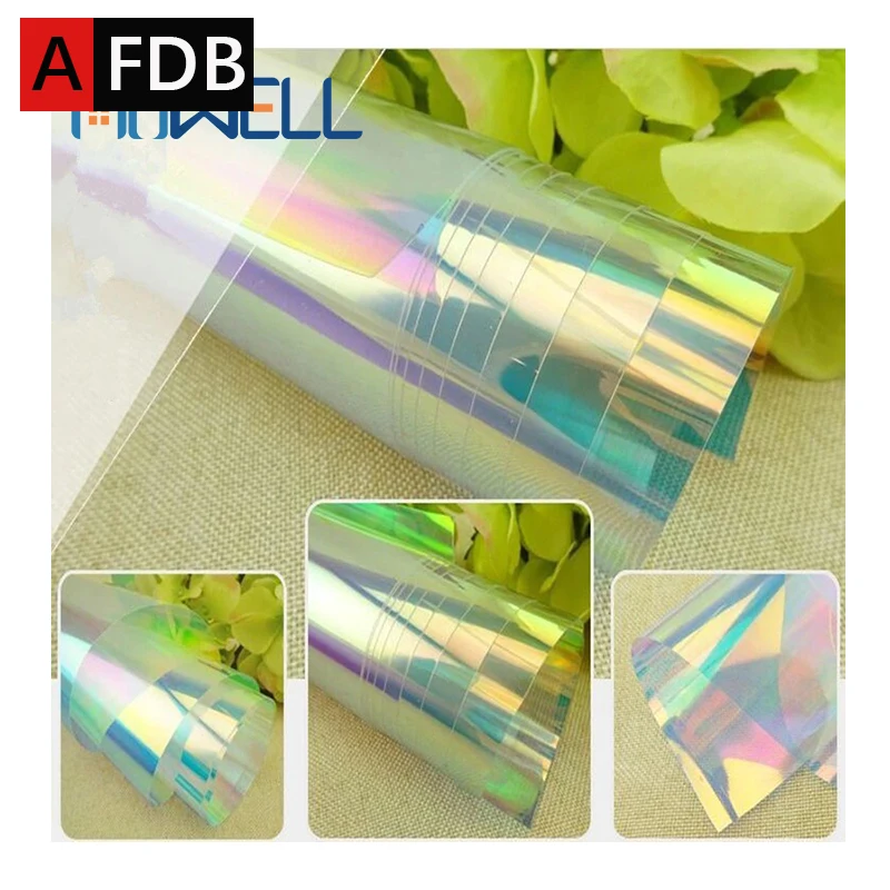 Decorative Iridescent Window Film Self Adhesive Glass Film Chameleon Rainbow Effect for Home Decal DIY Dichroic Window Sticker