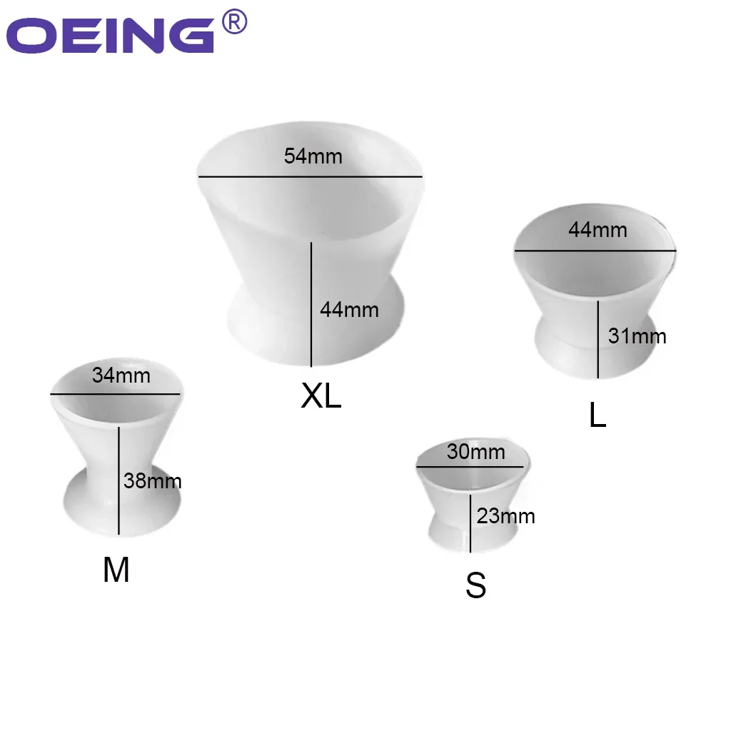 OEING 4Pcs/Set Dentist Materials Silicone Mixing Cup Flexible Self Solidifying Mixing Rubber Bowl Dishes Teeth Whitening Tools