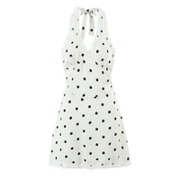 YENKYE Lace Spliced Polka Dot Halter Dress Women Elegant A-line Mini Sexy Backless Dresses Summer Robe 2025 - Image 2