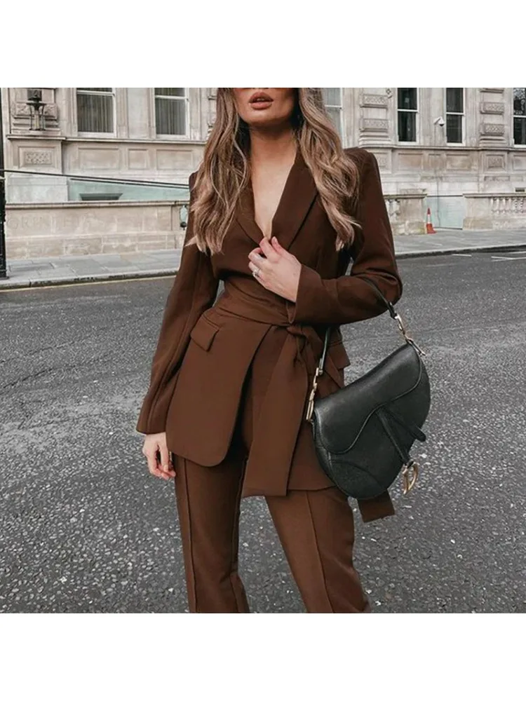 

BAMBOOBOY Women Spring Autumn Casual Suit Jacket Matching Set Fashion Loose Blazers Straight Leg Pants Two Piece Female Clothing