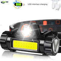 USB Rechargeable LED Headlight Powerful COB Headlamp Head flashlight Torch Waterproof Head Light with 1200mAh Built-in Battery