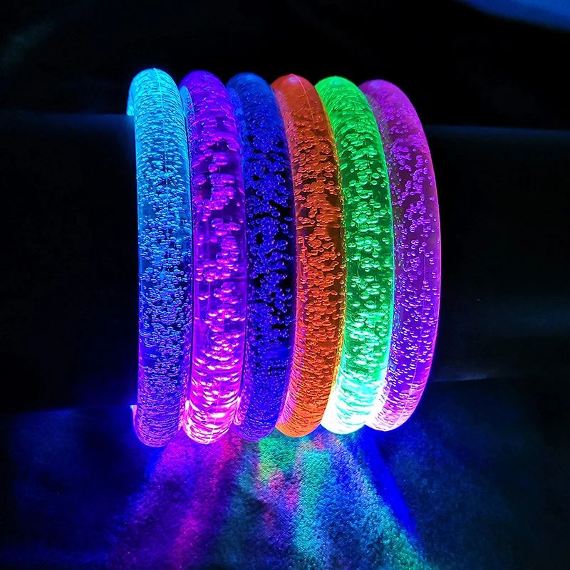 21PCS Flash Dance Bracelets Wristbands LED Flashing Wrist Glow Bangle In The Dark Carnival Birthday Gift Neon Party Supplies