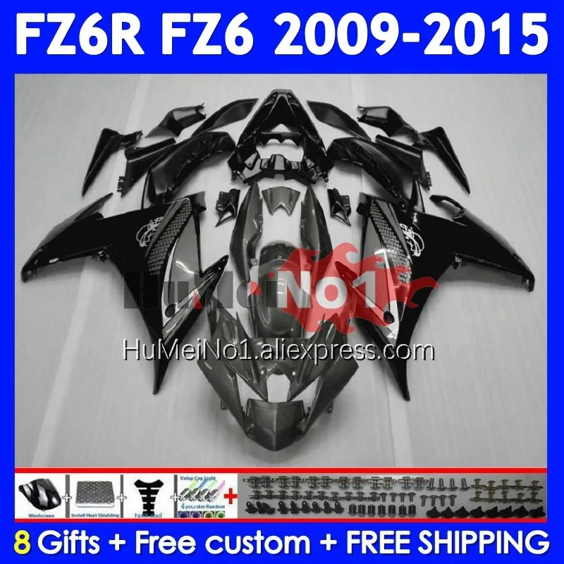 Body For YAMAHA FZ 6R FZ-6R FZ6 FZ6N 372No.17 FZ6R 09 10 11 12 13 14 15 2009 Black grey 2010 2011 2012 2013 2014 2015 Fairing