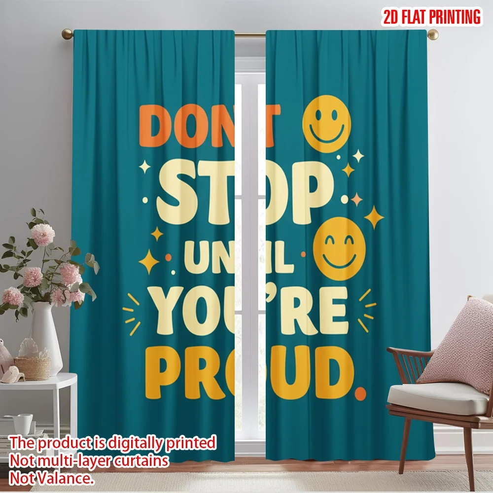 2pcs 2D flat printing Curtain Motivational Quote Polyester Without Electricity All Season Party & Holiday Decor Perfect for