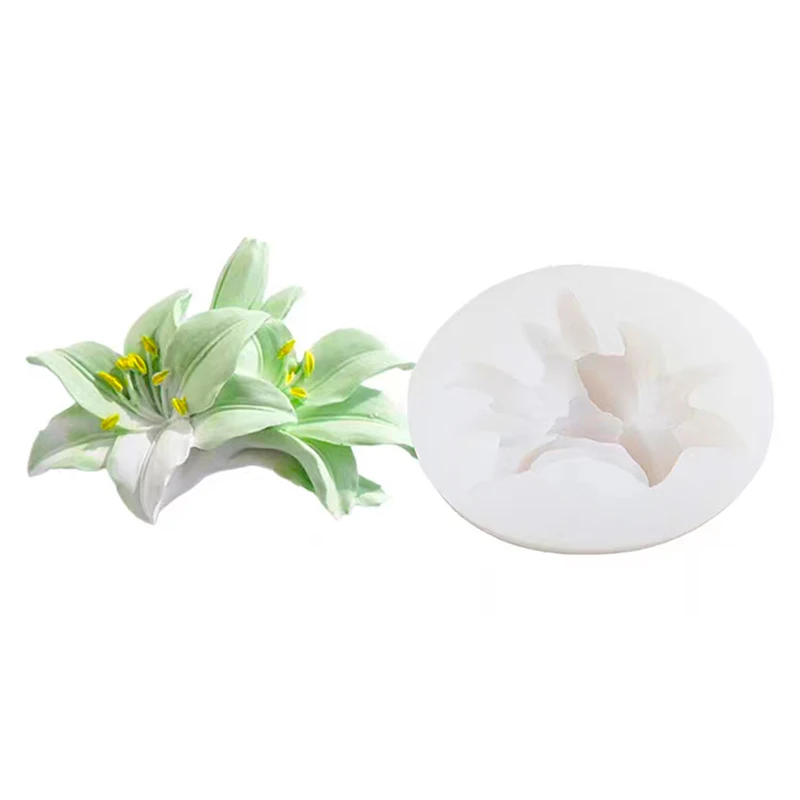 Lily Flower Silicone Mold DIY Handmade Car Fragrant Stone Aromatherapy Plaster Making Mould Fondant Decoration Candle Mold