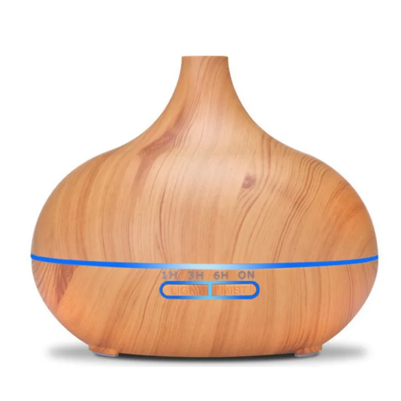 500ML Electric Air Ultrasonic Humidifier Essential Aroma Oil Diffuser With Remote Control Wood Grain Mini Mist Maker 3 Color Led