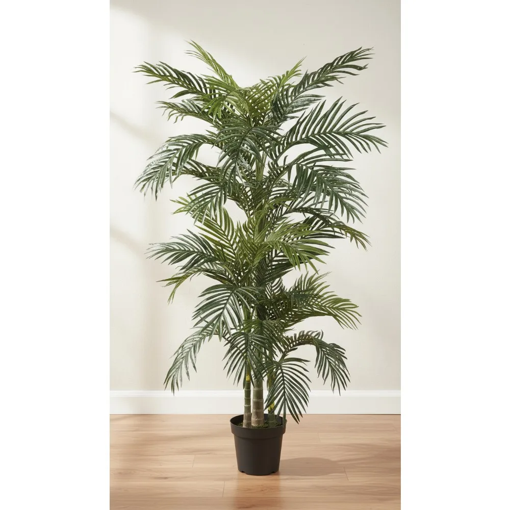 

6.5ft Artificial Silk Palm Tree Indoor Tropical Decor with 333 Fronds & Planter No Maintenance
