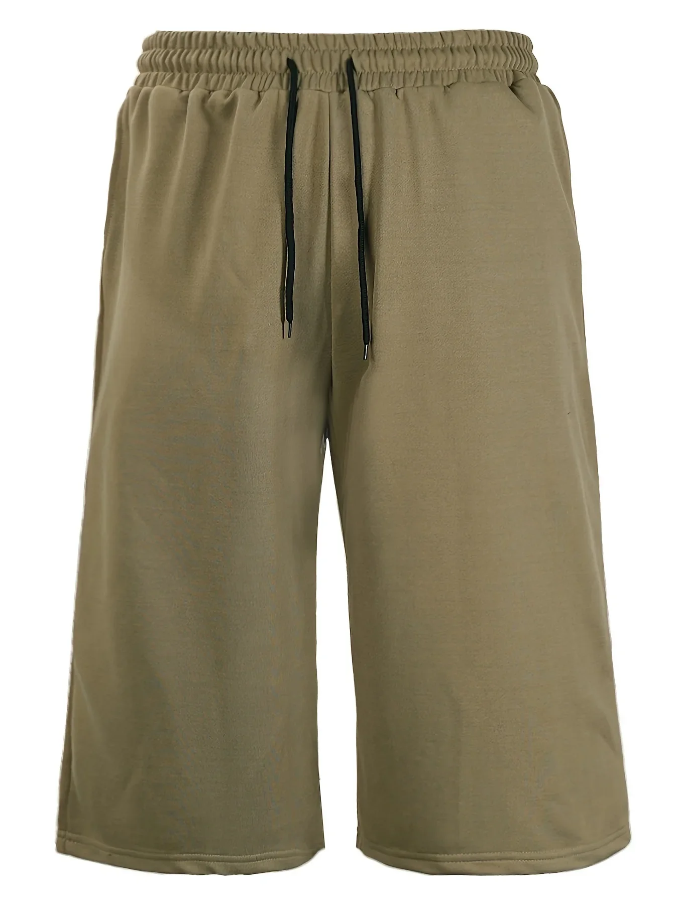 Men's Loose Street Style 7/8 Length Shorts Summer Casual Sports Elastic Waistband Pleated Hem Strong Draped Look