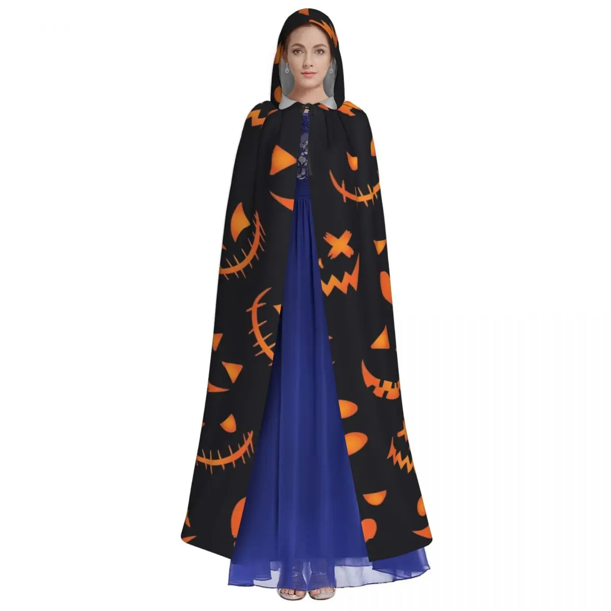 Halloween Scary Pumpkin Hooded Cloak Aldult Cape Cosplay Costume Party Accessory