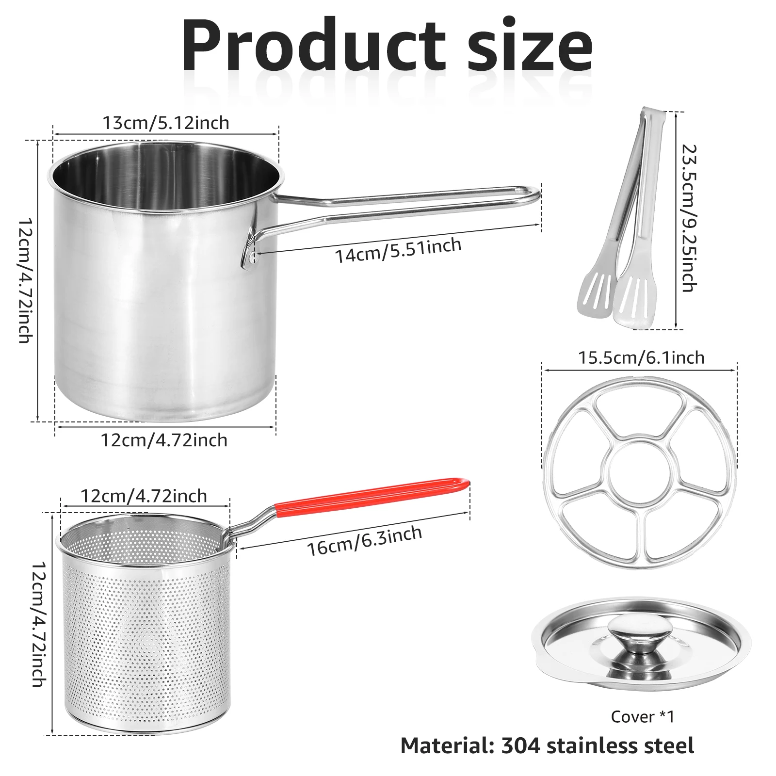 Stainless Steel Deep Fryer Pot with Strainer Basket and Handle Portable Outdoor Camping Fryer for Frying Fish Shrimp Chicken view 2