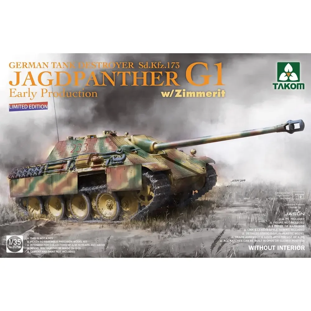 TAKOM 2125W 1/35 German Tank Destroyer Jagdpanther G1 Early Production (Without Interior) - Scale Model Kit