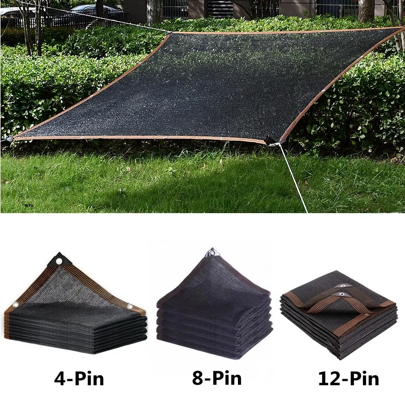 4/8/12PIN Black Sunshade Net Shading 60~90% Plant Greenhouse Cover Mesh Fence Privacy Screen Garden Sun Shed Outdoor Anti-UV