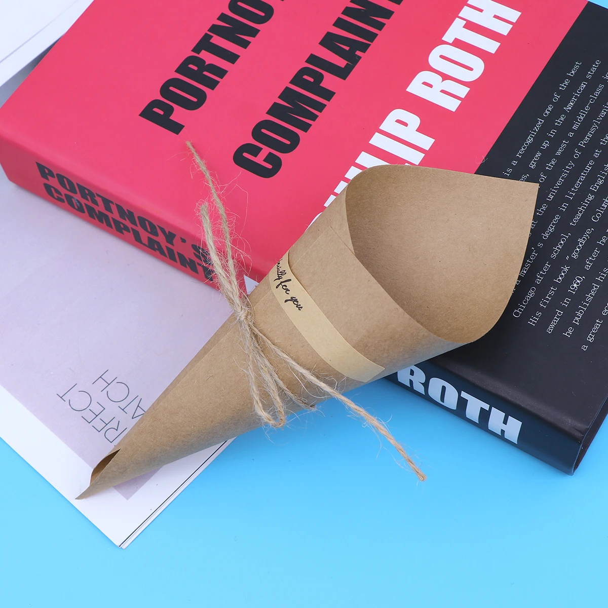

50 Pcs Paper Cone Wrapping Vintage Kraft Wedding Confetti Packaging Barrel Candy Bouquet DIY Decorative Art Supplies