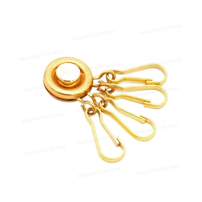 For Pure Brass Round Key DIY Key Bag Accessories, Row with Rivets