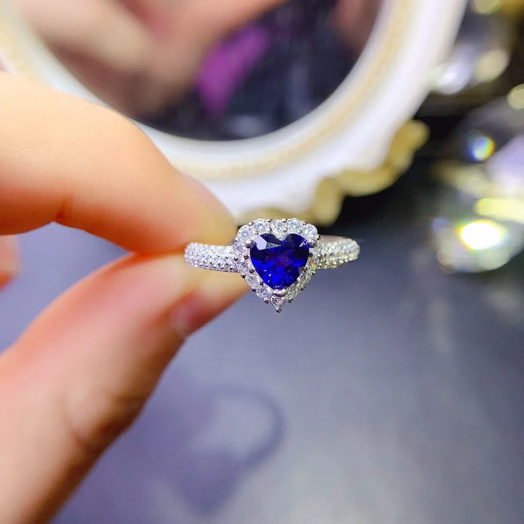 KJJEAXCMY Fine Jewelry Natural Sapphire Women's Ring S925 Silver Electroplating Process Inlaid High Clarity Support Testing