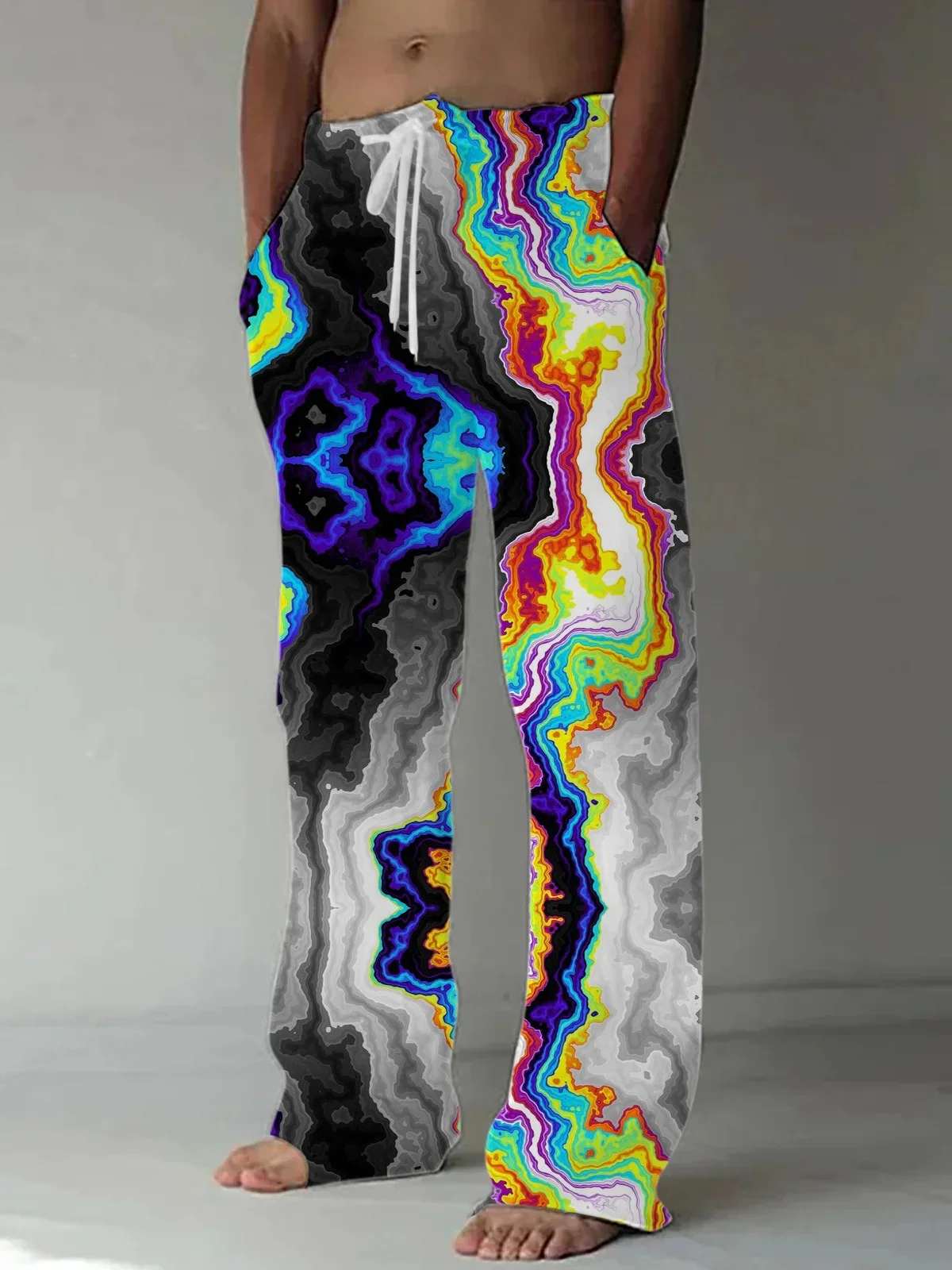 Abstract Men's Casual Elastic Waist Pants 3D Printed Pants