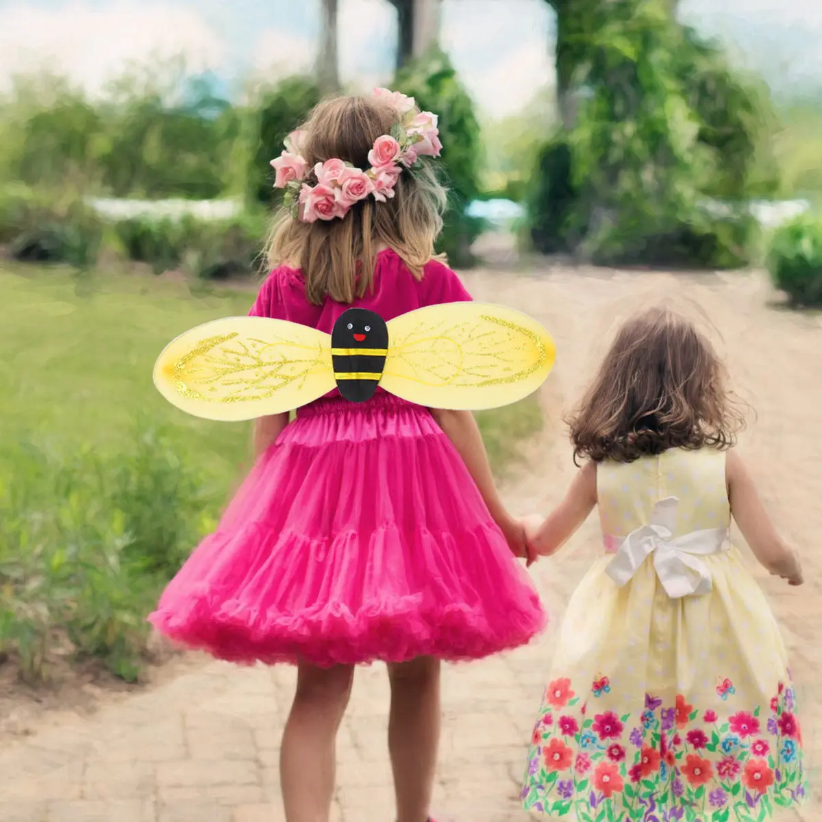 4pcs Bee Costume Set For Kids Lightweight Wing Hair Skirt Fairy Wand Combo Cute Outfit For Birthday Party Pretend Play Stage