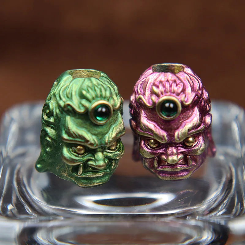 Brass Fudo Buddha Head Sculpture EDC Knife Beads Jewelry DIY Paracord Woven Lanyard Charms Accessories Outdoor Tool Decorations image 5