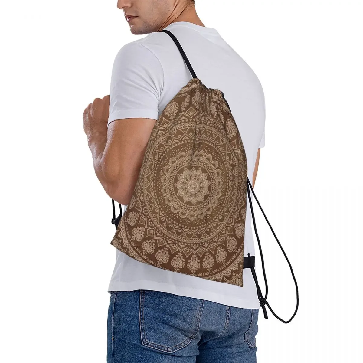 Mandala Earth zaini borse multifunzione con coulisse borsa sportiva con coulisse borsa sportiva per uomo donna studenti