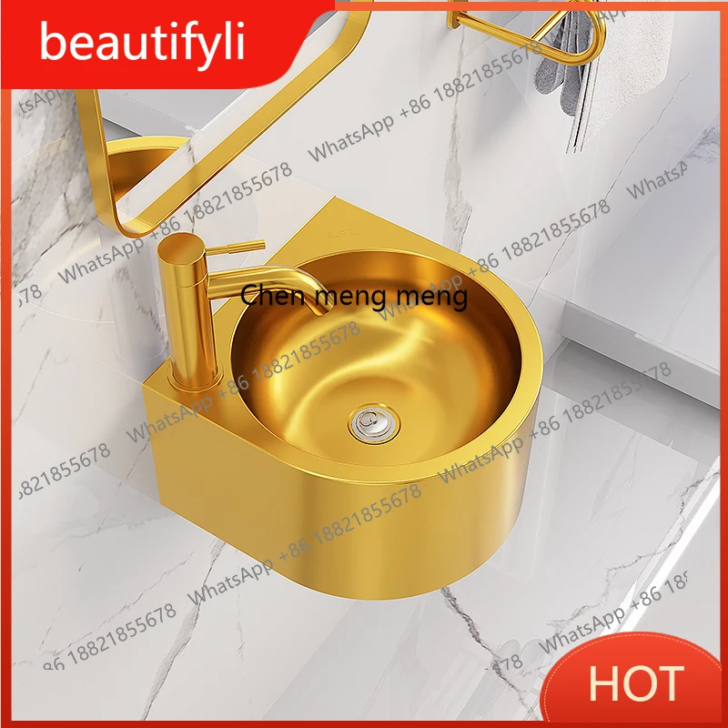 

A139 304 stainless steel gold bathroom wall-mounted wash basin wine bar counter wash basin wash basin