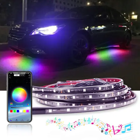 90 120cm Car Underglow Chassis Lights Strip Flexible RGB Neon Lights Ambient Atmosphere Auto Decorative Lamp APP Control