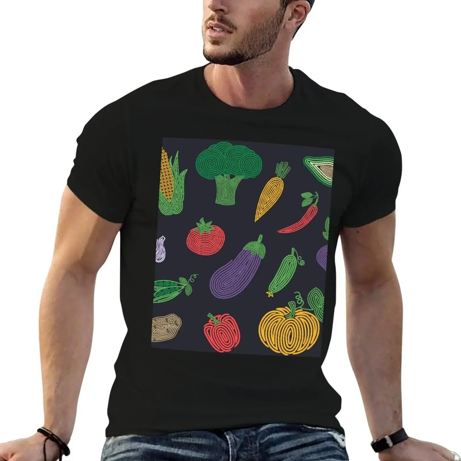 Hypno veggies T-Shirt oversized graphic tee summer 2025 mens graphic t-shirts funny