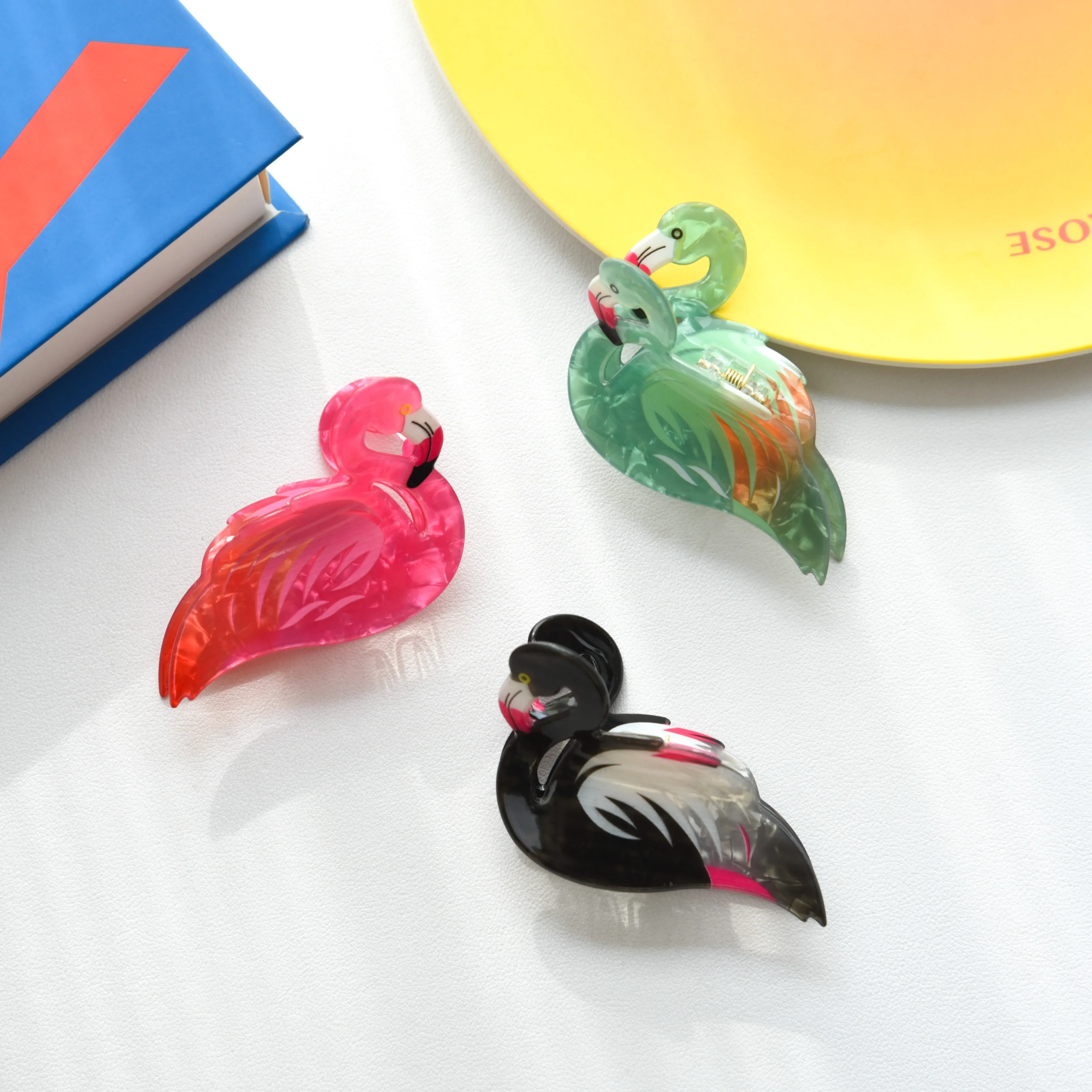 New Easter Exclusive Flamingo Hair Clips Animal Series Candy Color Acrylic Material Hair Accessories for Women Crab Clip Girls