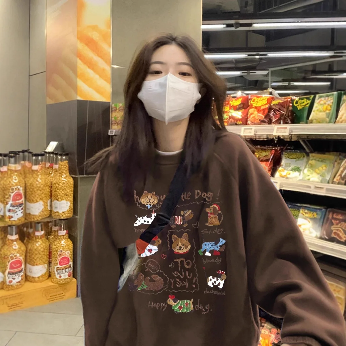 Women's  Crew Neck Sweatshirt,  New Early Autumn Loose Fit For Petite Figures, Korean Style, Casual Cozy,