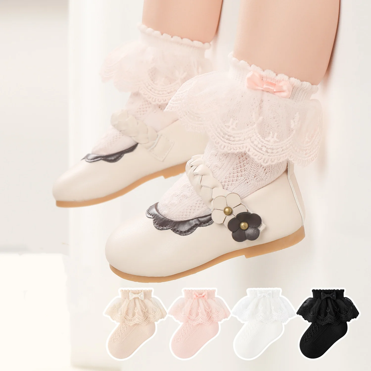 Baby Girls' Boneless Socks Spring Summer Sweet Lace Ruffle Children Socks Princess Mesh Breathable Korean Socks For 0-12 Years