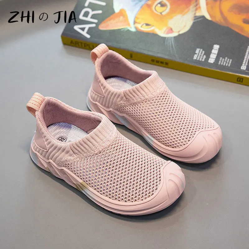 New Summer Casual Sports Shoes Single Mesh Breathable Comfortable Sneaker for Boys Girls Knitted Running Footwear Children 26-37