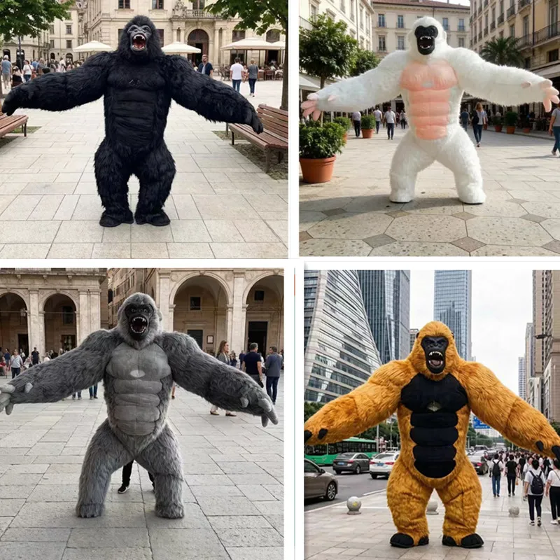 Aufblasbares Maskottchen-Gorilla-Kostüm für Geburtstagsfeiern, Feier, Film und Fernsehen, Rollenspiel-Requisitenkostüm, Schwarz, King Kong