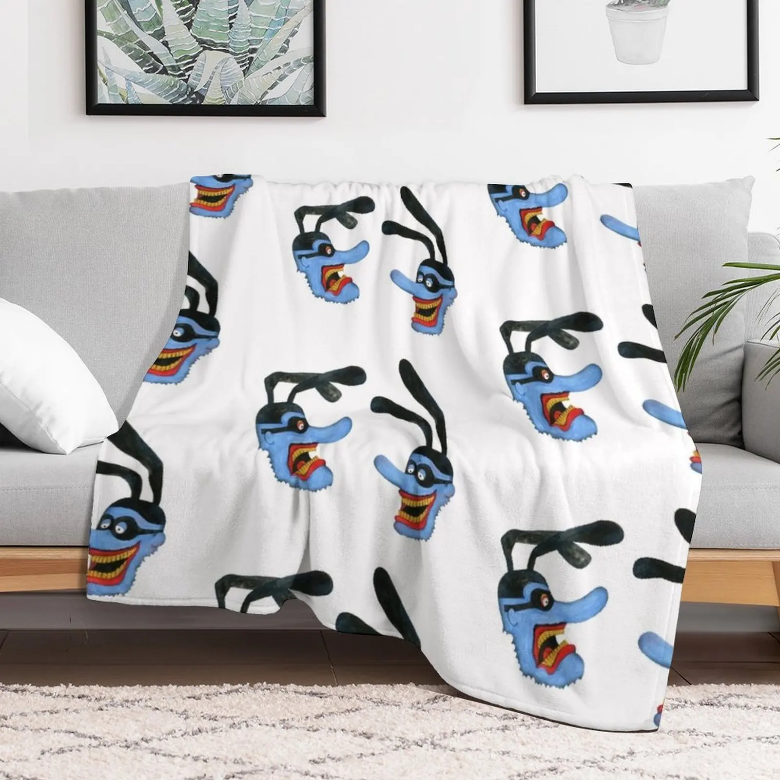 Yellow submarine, Blue meaniens Throw Blanket Soft Big Sofa Flannel Fabric Summer Beddings Blankets